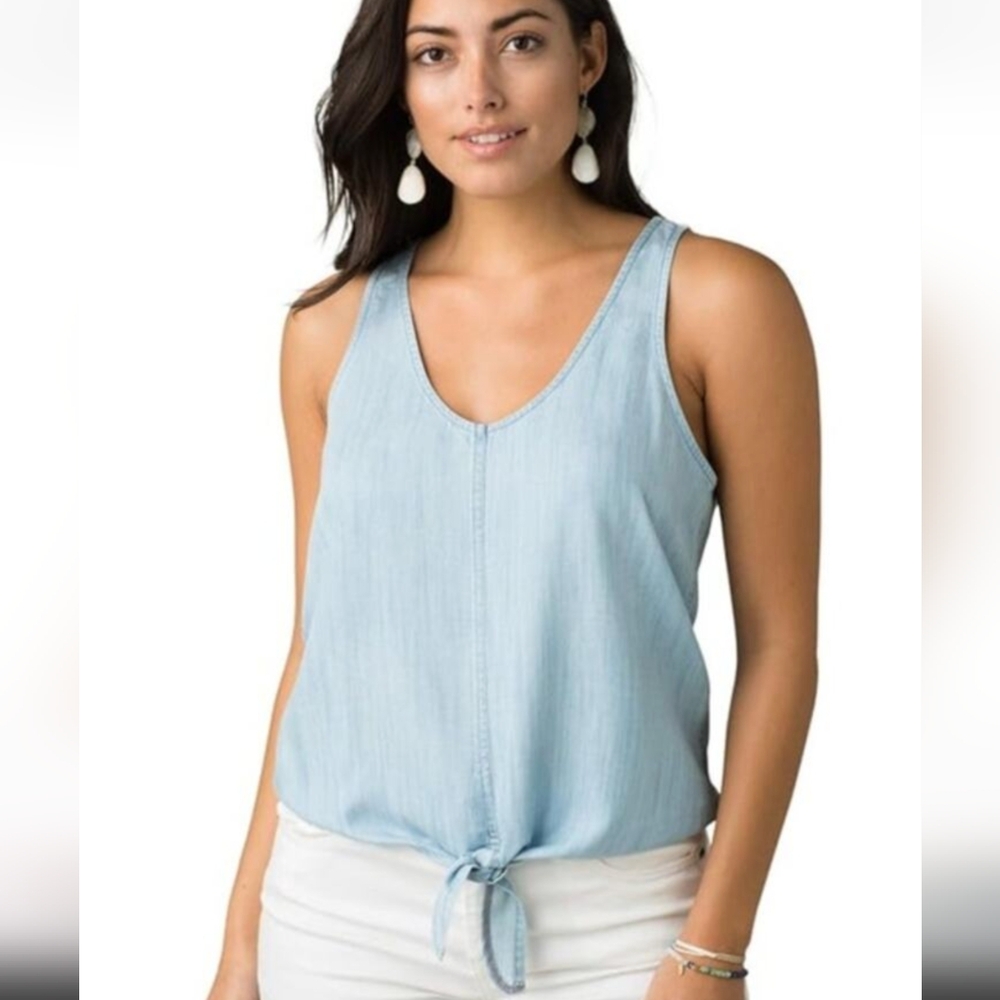 PrAna Denim Mackenzie Tank Top with Tie Bottom - Size S